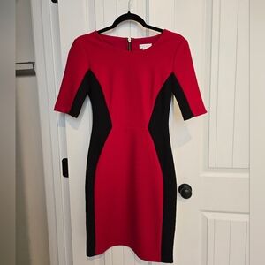 Bisou Bisou Red and Black Midi Dress